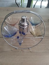 VERY RARE. Martini Bar Set Caddy shaker glasses olive picks 1980s