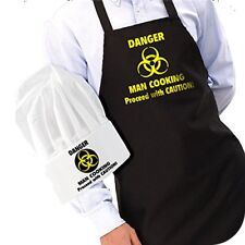 Black Chef Apron Kitchen BBQ Cooking Catering Butcher Cotton Mens Funny Gowns UK