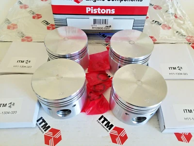 Volvo B20F 74-75 142E,144E,145E Volvo Penta AQ130D +.020 Pistons & Ring Set (4) - Image 1 of 3