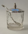 C a r t i e r-Konfitüren-Glas m. orig. Deckel u. Löffel aus 925er Sterling! RAR