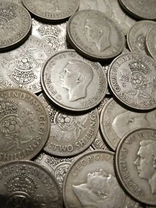 1 Oz Silbermünzen vor 1947 - Zwei Schilling Florins - Bulk - Restposten - kein Schrott - Bild 1 von 2