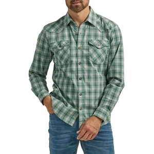 Camisa Wrangler Para Hombre Calce Ajustado Mangas Largas Tejida a Cuadros Talla S Bolsillos Verde - Imagen 1 de 6