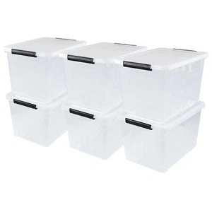 Cand 6-Pack 50 Quart Plastic Storage Bin Box Organizing Container w/ Lid & Wheel - Picture 1 of 13