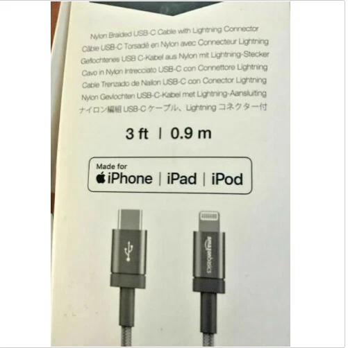 AmazonBasics Nylon Braided USB-C to Lightning Cable  for iPad&iPhone 3FT - Image 1 of 1