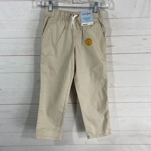 Cat & Jack Girls Pull On Chino Pants Sz 6 Beige Relaxed Tapered Reinforced Knee - Picture 1 of 8