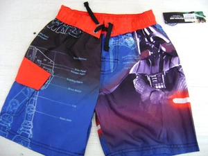 Star Wars Vader Boys Elastic Waistband Swim Trunks Youth Swimtrunk Size 5 - Picture 1 of 2