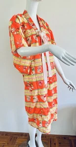 KIMONO VINTAGE 1970’S JAPANESE ROBE 👘 JAPAN CARTOON PUPPETS 89./64 比 恵 - Picture 1 of 24