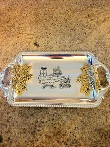 Vintage Serving Tray Dish Metal Vine Design Beautiful Look To It Asturias - Picture 1 of 7