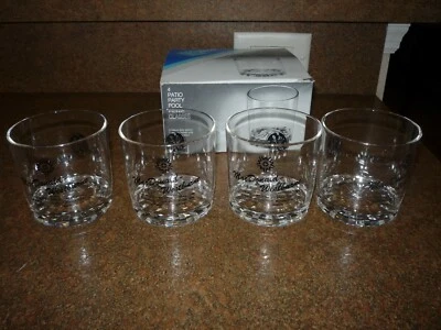 Set of 4 Heavy Duty Plastic Old Fashioned Size Glasses With GE Emblem - Image 1 of 4