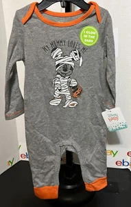 Disney Mummy Mickey Mouse Halloween 3/6 Month Romper/Glow In The Dark - NWT - Picture 1 of 7