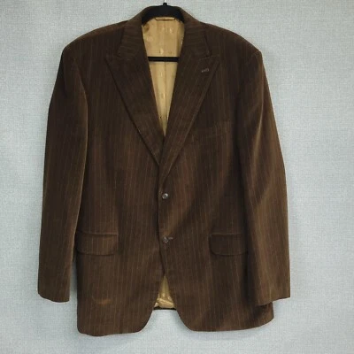 Blazer Sean John Para Hombres 46L Marrón Pin Rayas Terciopelo Traje Chaqueta Abrigo Deportivo Foto 1 de 4