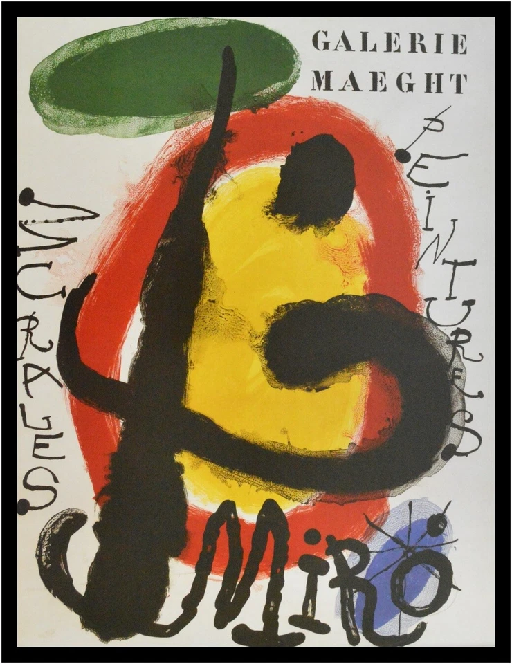 Joan Miro Poster Kunstdruck Bild im Alu Rahmen Murales peintures 80x60cm Neu - Bild 1 von 1