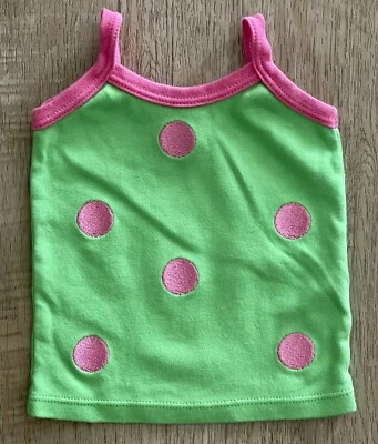 Camiseta sin mangas Mud Pie Little Sprout verde lima rosa bordado lunares 0-6 m Foto 1 de 4
