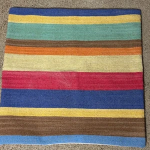 Company Store Turkish Wool Kilim Floor Pillow Cushion Cover 25X25 Handmade Boho - Picture 1 of 12