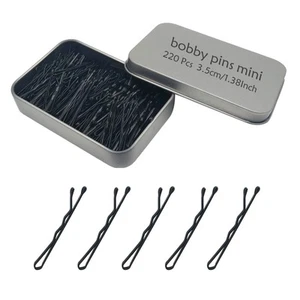 220 Count Mini Wavy 1.38 Inch bobby pins black with Storage Box Suitable for ... - Picture 1 of 6