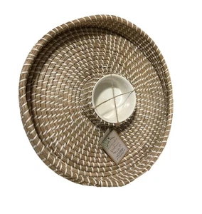 Neu mit Etikett natürliches Seegras handgefertigt Chip & Dip Set mit Keramikschale - Bild 1 von 2