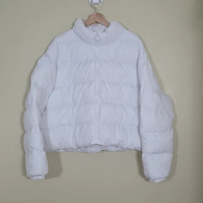 Fabletics Puffer Jacket Women XXL White Full Zip LS Pockets Lined Preppy Cottage - Image 1 of 4