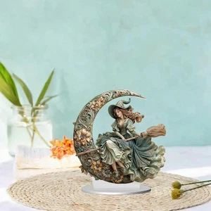 2D Modern Halloween Decoration Fairy Witch Figurine for Home Table Bookshelf - Picture 1 of 5