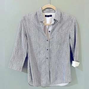 Lafayette 148 New York Womens Black White Dot Pocket Button Shirt Size small - Picture 1 of 4