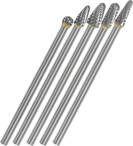 Set 5 pezzi frese lunghe in carburo gambo 1/4" compatibile con utensile rotante Dremel L 6,1" - Foto 1 di 8