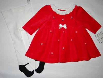 Ropa Bebé Niña, 6 Meses, Little Me Velour Rose Apliques Vestido y Conjunto Ajustado Foto 1 de 4