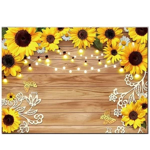 2 x (sfondo girasole, foulard fotografico, 210 x 150 cm, giallo, parete, giardino, 1489 - Foto 1 di 8