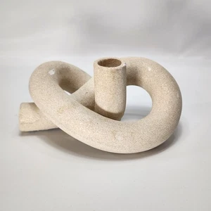 Keramik Erdton Neutral Knoten Abstrakte Kunst Skulptur Figur Dekor Beige - Bild 1 von 12