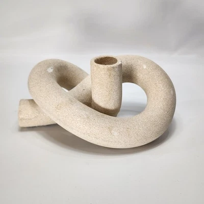 Арт-деко подсвечник керамический земли нейтральный узел абстрактная фигурка декор бежевый - Изображение 1 из 4