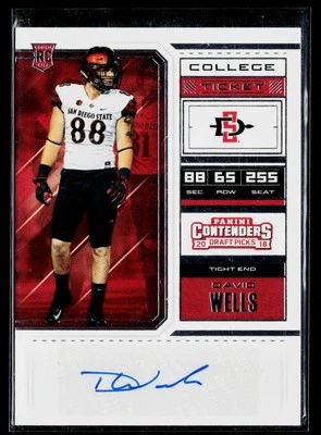 2018 Panini Contenders Draft Picks #207 David Wells COLLEGE TICKET AUTO - Image 1 of 2