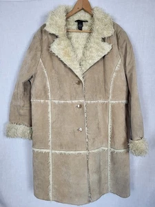 Abrigo largo de cuero vintage Brandon Thomas para mujer 14/16 (L) piel sintética de oveja - Imagen 1 de 8