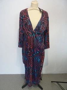 Warehouse Sequin Midi Dress Large Animal Print V-Neck Party Dress NWT Red Purple - Picture 1 of 14