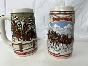 Vtg 85 Budweiser Ceramarte "A" Series Clydesdales Holiday Winter Beer Stein Mug - Picture 1 of 11