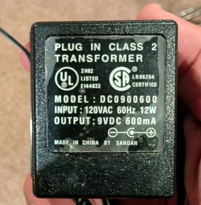 9V DC 600mA Power Adapter Plug In Class 2 Transformer 3.5mm Mono Tip Vintage  - Image 1 of 4