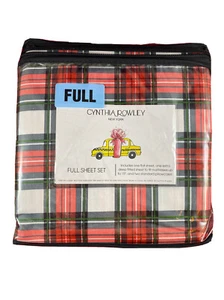 Cynthia Rowley Christmas Full Sheet Set Plaid Holiday New Microfiber Deep Fitted - Picture 1 of 2