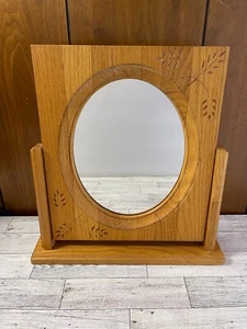 Vintage Americana geschnitzter Holzrahmen Kosmetikspiegel freistehend neigbar 14,5" - Bild 1 von 10