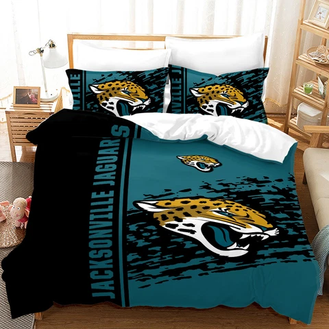 Jacksonville Jaguars Football Bedding Sets 3 Pieces Soft Quilt Cover Pillowcases Cover