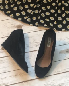 Steve Madden Womens Melody Black Peep Toe Sandals Wedge shoes Sz. 9 - Picture 1 of 6
