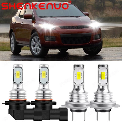 Para Mazda CX-7 2007-2011 2012 4x lâmpadas de farol de LED feixe alto/baixo branco 6000K - Imagem 1 de 4