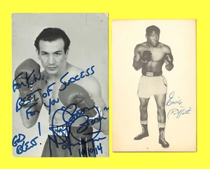 BOXING CHAMPIONS AUTHENTIC AUTOGRAPHS - RAY MANCINI & EMILE GRIFFITH Post Cards - Picture 1 of 2