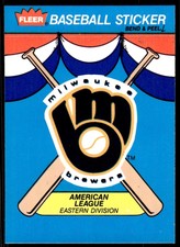 1989 Fleer Team Stickers (One Logo) Team History Milwaukee Brewers #NNO