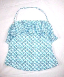Vineyard Vines Womens Caicos Swimsuit Tankini Top XXS 2XS White Blue Ruffle $72 - Picture 1 of 6
