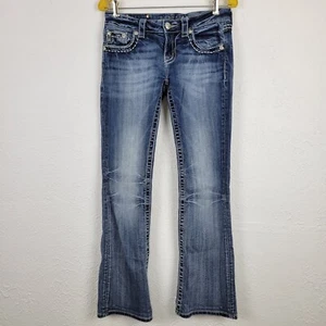 Miss Me Boot Cut Denim Jeans JD1094B 28×29.5 Embellished Bold Stitch Stretch  - Picture 1 of 12