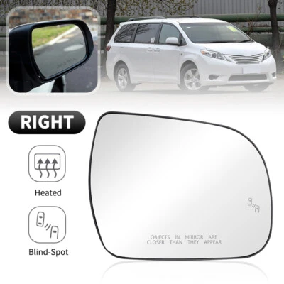 Passenger Side Heated Mirror Glass W/Blind Spot For 2011-2020 Toyota Sienna New - Image 1 of 4