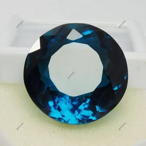 Lab-Created 55.00 Ct Loose Gemstone Blue Sapphire Round Cut Huge Size CERTIFIED - Picture 1 of 11