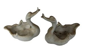 "PAR DE FIGURAS DE CISNE DE CERÁMICA BLANCA DE COLECCIÓN CAJA BARATIJA CARAMELO PLATO DE JABÓN 4.5"" x 5"" - Imagen 1 de 3