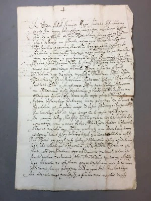 JESUIT ANTIQUE MANUSCRIPT ANCIENT DOCUMENT WITH STAMP  - Image 1 of 4