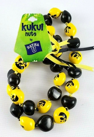 Kukui Nuts by Dayna U University Of Iowa Hawkeyes Black/Yellow Necklace 16' New Cover