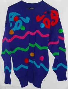 Suéter Pulóver Vintage ESCADA Púrpura 10 40 Pom Pom Púrpura Rojo Verde Rosa Azul - Imagen 1 de 9