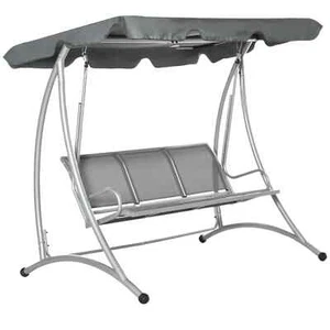 Outsunny Tres Personas Acero Exterior Porche Columpio Silla Banco con Cubierta de Toldo Gris - Imagen 1 de 12