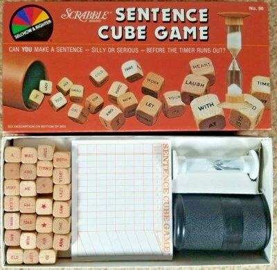Scrabble Brand Sentence Cube Game 1983 Complete Selchow & Righter Wood Dice - Image 1 of 4
